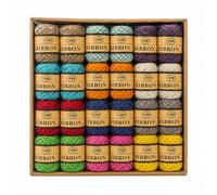 Jesata Jute Twine String, 24 Rolls, 2mm 3-Ply, Natural, Multi-Colour, 10m, for Gift Wrapping, DIY Crafts, Floristry, and Wedding Decorations