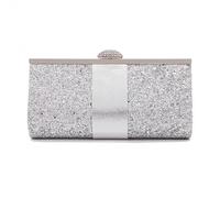 Jesata Shining Glitter Luxury Evening Purses and Clutches for Women | Wedding Bridesmaid Party Handbag | Elegant Crystal Evening Bags (Silver)