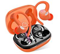 Jesebang Wireless Earbuds, Bluetooth 5.3 Headphones, 2024 Wireless Earphones HiFi Stereo Sound with ENC Mic, Sport Headsets in Ear EarHooks for Running, 40H Dual LED Display, IP7, Vibrant Orange