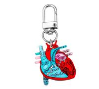Jesemiah Heart Diagram Keychain,Anatomy and Blood Circulation Diagram of the Heart,Acrylic Funny Medical Cardiac Keychain, Heart Diagram C, One size