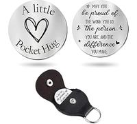 Jesemiah Pocket Hug Token Gifts,Stainless Steel Double Sided Engraved PU Leather Keychain, Inspirational Gift for Men Women, May You Be Proud of, One Size