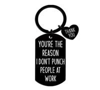 Jesemiah You Are the Reason I Don't Punch People at Work Keychain Coworker Appreciation Retirement Birthday Christmas Gift, Black, One Size