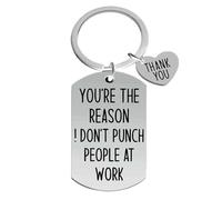 Jesemiah You Are the Reason I Don't Punch People at Work Keychain Coworker Appreciation Retirement Birthday Christmas Gift, Silver, One Size