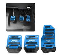 jeseny 3 PCS Car Non-Slip Aluminum Alloy Pedal Pads, Manual/Automatic Gearbox Gas Pedal Brake Pedal Cover, Anti-rubbing Car Clutch Pedal Kits, Auto Universal Replacement Accessories (Blue)