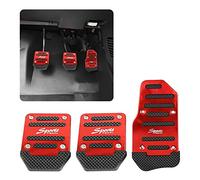 jeseny 3 PCS Car Non-Slip Aluminum Alloy Pedal Pads, Manual/Automatic Gearbox Gas Pedal Brake Pedal Cover, Anti-rubbing Car Clutch Pedal Kits, Auto Universal Replacement Accessories (Red)