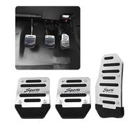 jeseny 3 PCS Car Non-Slip Aluminum Alloy Pedal Pads, Manual/Automatic Gearbox Gas Pedal Brake Pedal Cover, Anti-rubbing Car Clutch Pedal Kits, Auto Universal Replacement Accessories (Silver)