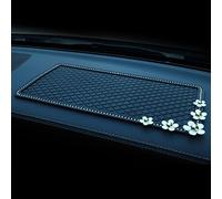 jeseny Pack-1 Car Dashboard Phone Anti-Slip Mat, 11.8In x 5.7In Adhesive Grip Pad, Fits for Radar Detector, Cell Phone, Keys, Glass, Mirrors, GPS, Coins, Washable (Black Little Daisy Diamonds)
