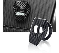 Jeseny Universal Carbon Fiber Engine Start/Stop Push Button Cover, Aluminum Alloy Car Power Control Trim, Key Protective Cover for Civic CRV XRV Challenger Charger CHR (Black)