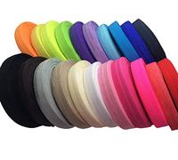 JESEP 100 Yards Fold Over Elastic 5/8'' 15mm Stretch Foldover FOE Elastics Ribbon for Headbands Baby Girl Head Bow JSP08