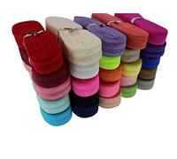 JESEP 5/8 inch Fold Over Elastic for Headbands 50 Yards 1.5cm Colorful Solid Flat Fold FOE Elastic Ribbon for Sewing-Underwear & Swimwear-Baby Girl Hair Tie-DIY Crafts & Projects Supplies