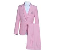 JEShifangjiusu Men's 3-Piece Evening Suit Rolling Coat Suit Trousers Suit Evening Dress Wedding Suit, Pink, M