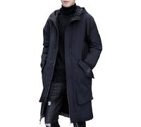 JEShifangjiusu Men's Active Long Raincoat Ligtweight Rain Jacket Waterproof Warm Winter Outdoor Snow Jackets with Hood, Black, 8X-Large