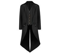 JEShifangjiusu Mens Gothic Steampunk Tailcoat Jacket Vintage Victorian Long Coat Cosplay Frock Coat Uniform (Black,S)