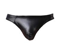 JEShifangjiusu Mens Metallic Shiny Underpant Boxer Shorts Sexy Underwear Brief Bikinis Cotton Swimsuit Panties Swim Trunks, Black-1pc, M