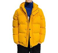 JEShifangjiusu Men'S Packable Puffer Jacket Lightweight Hooded Windproof Winter Coat Winter Coat For Snow Ski Traveling, Yellow, L