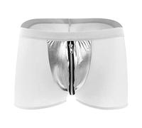 JEShifangjiusu Men'S See-Through Underwear Front Zip Boxers Pack Cheeky Panties Sexy Mesh Breathable Boxer Briefs, White, M