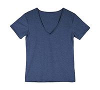 JEShifangjiusu Men'S Short Sleeve Deep V-Neck Cotton T-Shirt Stretch Low Cut Undershirts Tees Summer Henley Hippie Shirt Tops, Dark Blue, Large