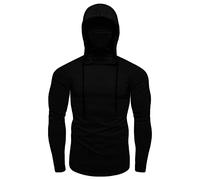 JEShifangjiusu Men'S Sportswear Full Zip Hoodie Face Mask Solid Color Long Sleeve Sweatshirt Fishing Drawstring Hoodie Shirt, Black, Medium