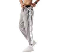 JEShifangjiusu Men's Tear Away Basketball Pants Side Buckle Trim Summer Sweatpant Casual Active Workout Trousers, Grey, L