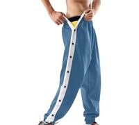 JEShifangjiusu Men's Tear Away Basketball Pants Side Buckle Trim Summer Sweatpant Casual Active Workout Trousers, Blue, L