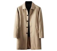 JEShifangjiusu Men's Trench Coat Slim Fit Notch Lapel Single Breasted Lightweight Windbreaker Casual Long Jacket Overcoat, Khaki, 4XL