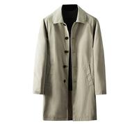 JEShifangjiusu Men's Trench Coat Slim Fit Notch Lapel Single Breasted Lightweight Windbreaker Casual Long Jacket Overcoat, Beige, Large