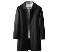 JEShifangjiusu Men's Trench Coat Slim Fit Notch Lapel Single Breasted Lightweight Windbreaker Casual Long Jacket Overcoat, Black, 3XL