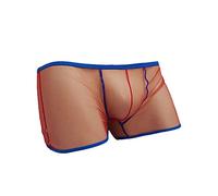 JEShifangjiusu Men'S Underwear Boxers With Button See Through Lace Transparent Waist Underwear Loose Mesh Sexy Low Boyshort, Rot-1pc, M