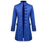 JEShifangjiusu Men's Vintage Victorian Frock Coat Costume Steampunk Formal Tailcoat Retro Gothic Frock Coat Uniform (Blue,3XL)