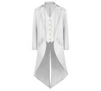JEShifangjiusu Men's Vintage Victorian Long Frock Coat Uniform Cosplay Costume Steampunk Formal Tailcoat Retro Gothic Tailcoats Jacket (White,M)