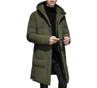 JEShifangjiusu Men'S Winter Down Coats Water-Repellent Windproof Thicken Parkas Casual Long Hooded Padded Puffer Jacket, Army Green, Medium