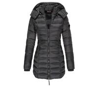 JEShifangjiusu Women Pure Color Zip Full Long Down Jacket Thickening Long Padded Coat With Removable Hood Warm Down Jacket, Black, XXL