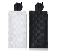 Jesiah 2Pcs Glasses Cases, Portable Sunglass Cases Squeeze Top Soft Eyeglass Case Women Checkered Glasses Pouch Travel Trinket Organizer Bags for Women Men (Black/White)