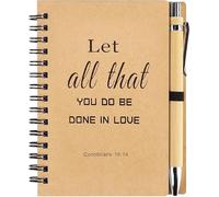 Jesiah 2Pcs Inspirational Notebook and Pen Set，Let All That You Do Be Done In Love Lined Journal for Women & Men Gift for Friends Christian Faith Bible Study