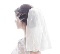 Jesiah 48CM Wedding Bridal Veil with Comb, Short Pearl Veils Women's White Veil Shoulder Length Vails Bride Hair Accessories for Women Girls Brides Shower Hen Party Chucky Costume Dress Up Gift