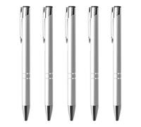 Jesiah 5Pcs Quality Luxury Metal Ballpoint Writing Pens, 1.0mm Smooth Black Gel Ink Business Retractable Ballpoint Pen Steel Clip for Teacher Student Colleague Office Hotel Wedding nurse Gift Silver