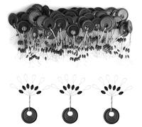 Jesiah 600Pcs Fishing Bobber Stopper, 6 in 1 Rubber Fishing Floats Stop Oval Float Sinker Line Stops Black Terminal Tackle Ledgers Accessories Fishing Beads 0.2 to 0.28mm Line Stops (Size M)