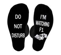 Jesiah Funny Socks for Men, Formula 1 Socks DO NOT DISTURB I'M WATCHING F1 Non-Slip Novelty Socks with Grippers F1 Gifts Father's Day Birthday Present for Men Who Have Everything Teenage Boys