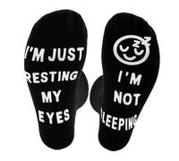 Jesiah Funny Socks for Men, Novelty Socks I'M NOT SLEEPING I'M JUST RESTING MY EYES Non-Slip Calf Socks with Grippers Father's Day Birthday Present for Men Who Have Everything Teenage Boys (Face)