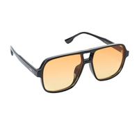 Jesiah Orange Tinted Sunglasses, Retro 70s Double Bridge Rectangle Polarised Sunglasses Pilot Square Oversized Vintage UV400 Protection Shades Glasses for Women Men Driving Sports Fishing Running