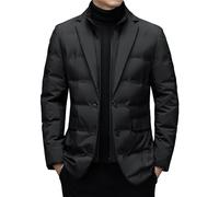 JEsilunmaMY Men's Suit Collar Insulated Puffer Jacket Winter Thermal Business Blazer Down Coats Windproof Padded Puffy Coat, Black, 3XL