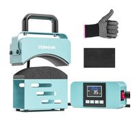 JESIMAIK Hat Press, Mini Heat Press Machine for Caps, T-Shirt & More, Curved Heating Plate and Silicone Base, Fast Heating, No Crease, LCD Digital Temperature &Timer Control - Lake Blue