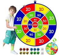 Jesitai Kids Double Sided Dart Board with 12 Sticky Ball Toys, Indoor Outdoor Games And Birthday Party, Suitable For 3 4 5 6 7 8 9 10 11 12 Year Old Boys And Girls（25.5in/65cm