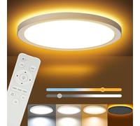 JESLED Dimmable Ceiling Light, 24W Bedroom Lights Ceiling with Remote Control, 3000-6500K Color Changing, Round Flush LED Ceiling Lights 30CM