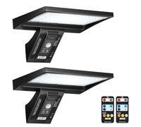 JESLED Outdoor Solar Spotlights, 104 LED with Remote Control, IP65 Waterproof, 3 Colours, 4 Modes, Motion Sensor for Garage Pathway [2 Pack]