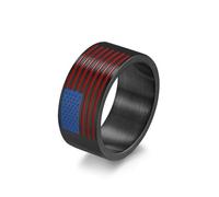 JESMING American Flag Stars and Stripes Stainless Steel Ring for Men - Bold Patriotic Jewelry, Metal, No Gemstone