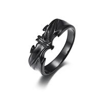 JESMING Dark Gothic Bat Ring Vampire Statement Rings Stainless Steel Ring Elegant Night Rings for Men, Metal, No Gemstone