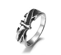 JESMING Dark Gothic Bat Ring Vampire Statement Rings Stainless Steel Ring Elegant Night Rings for Men, Metal, No Gemstone
