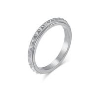 JESMING Rhomboid Lattice Pyramid Rotary Decompression Stainless Steel Ring - Stress Relief & Modern Geometric Design, Metal, No Gemstone