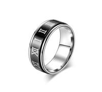 JESMING Roman Numerals Anxiety Fidget Ring Spinner Ring Stainless Steel Blue, Metal, No Gemstone